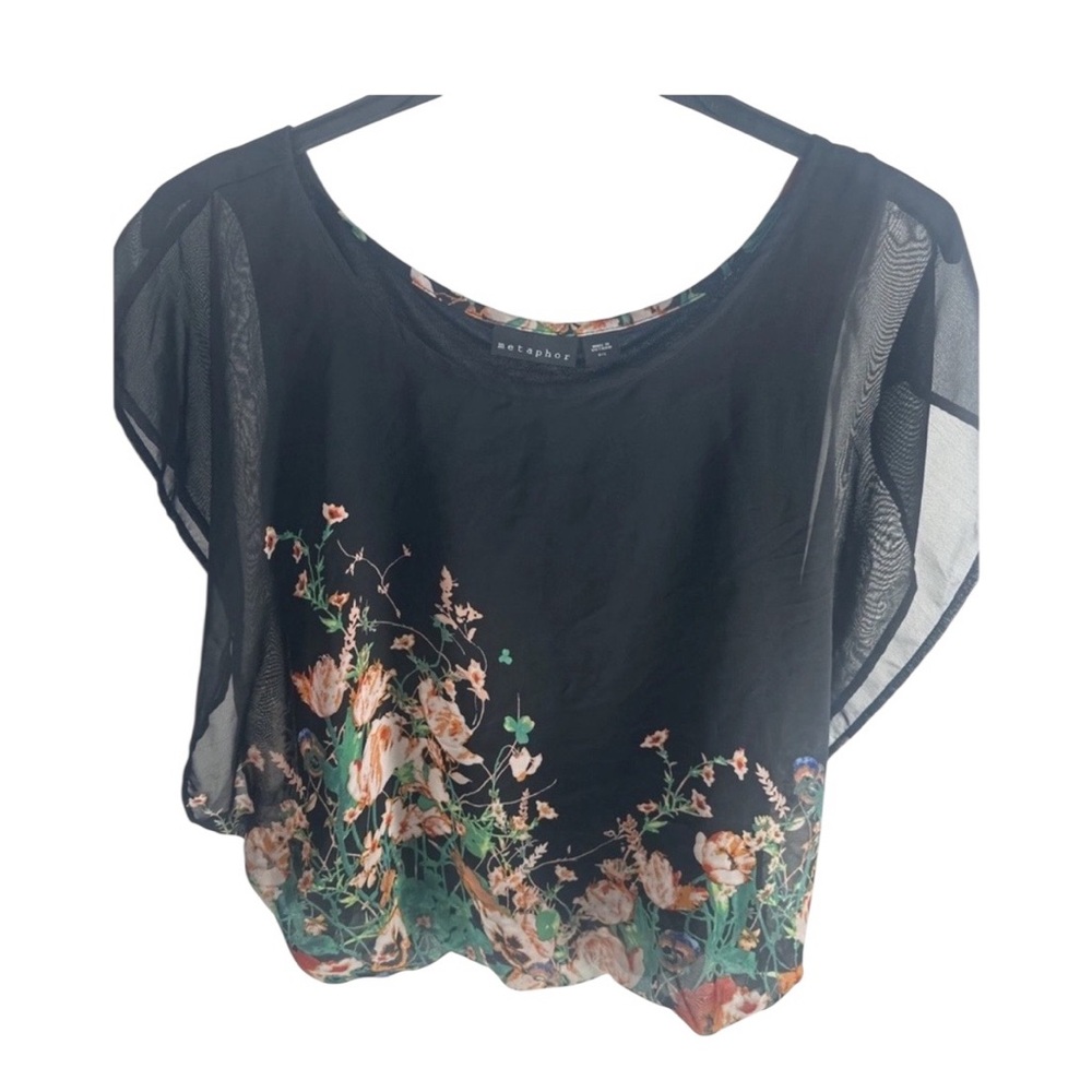 Metaphor‎ Woman Top  S  Floral Black Blouse